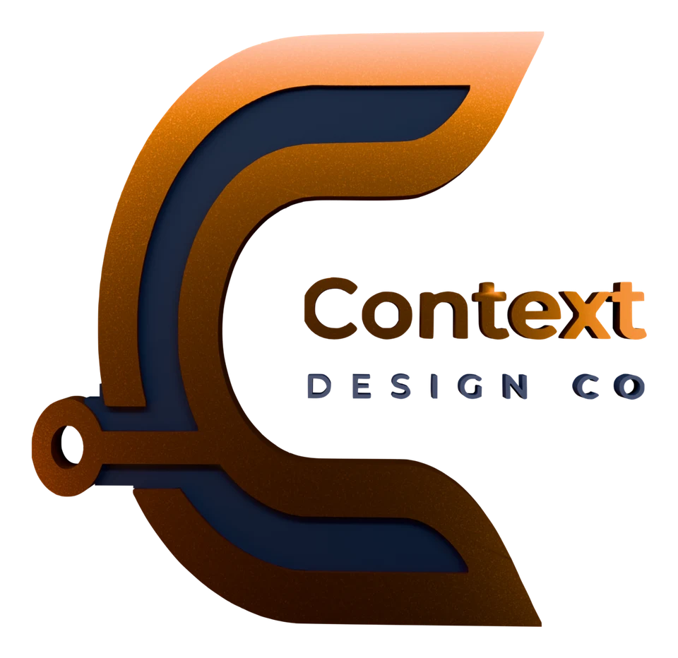 Context Design Co lockup in polished copper and navy